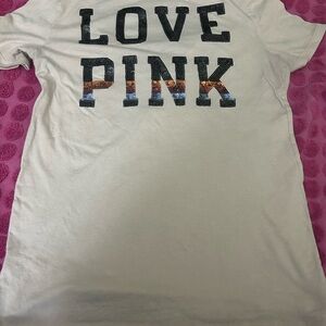 PINK y2k  Victoria's Secret White Tee with Black Logo sequence top